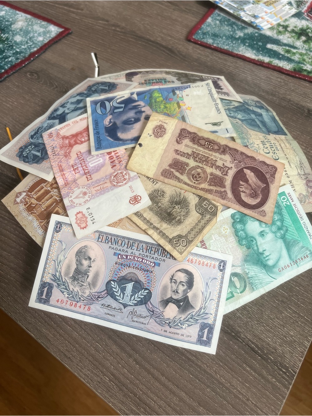 Multicolor World Currency Decorative Wall Art - Light
